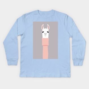 LLAMA IN PINK TURTLENECK SWEATER Kids Long Sleeve T-Shirt